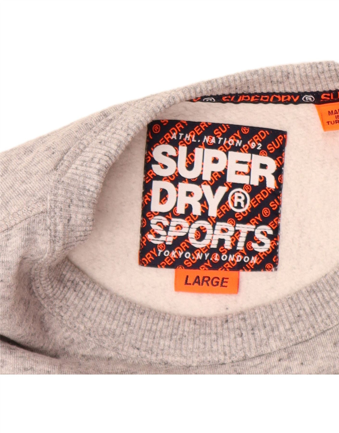 SUPERDRY Hombre Sudadera con gráfico tipo jersey de algodón gris color block