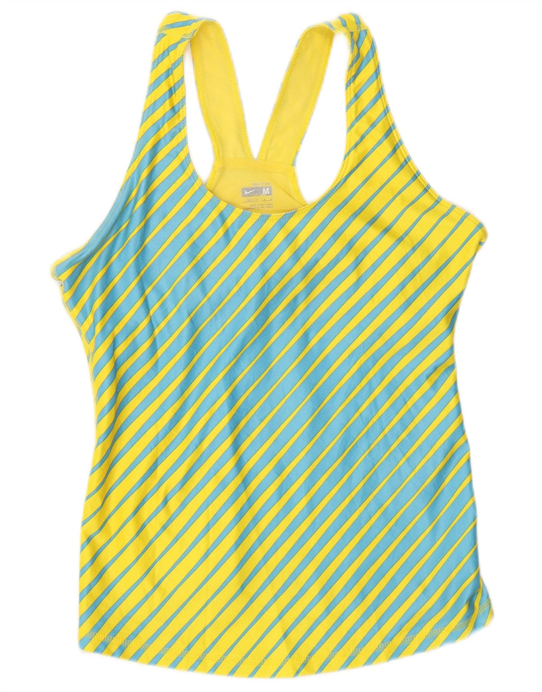Nike Camiseta sin mangas para mujer US 8/10 Poliéster a rayas amarillas medianas