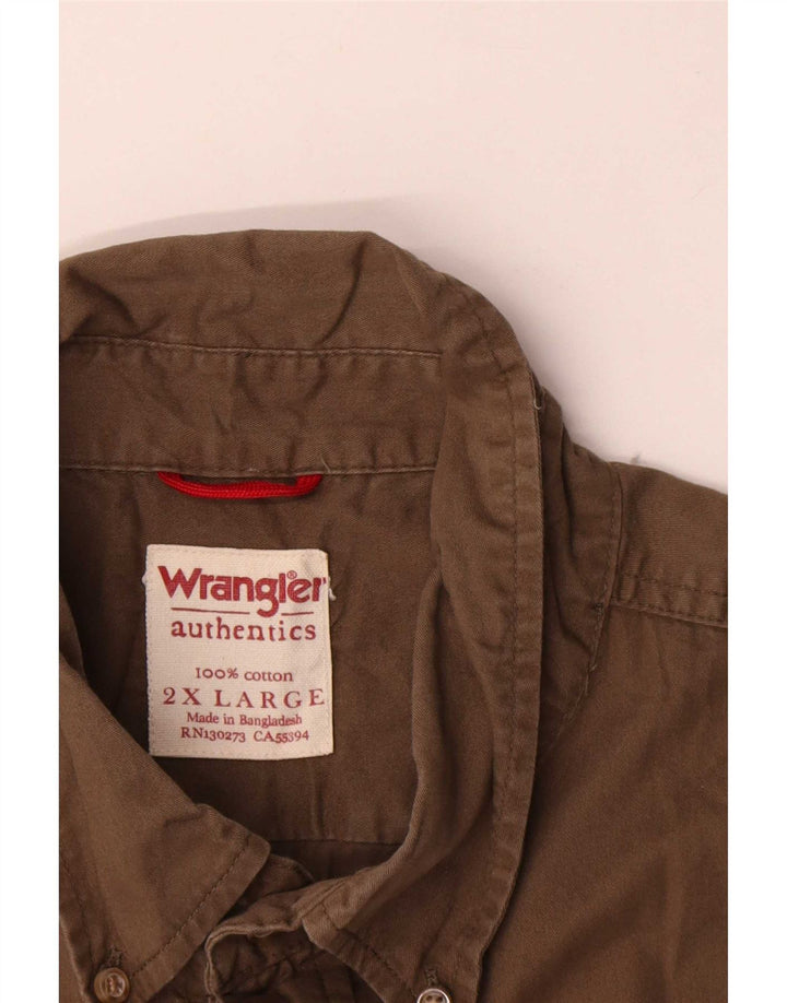 Wrangler Camisa De Manga Corta Para Hombre 2XL Algodón Caqui