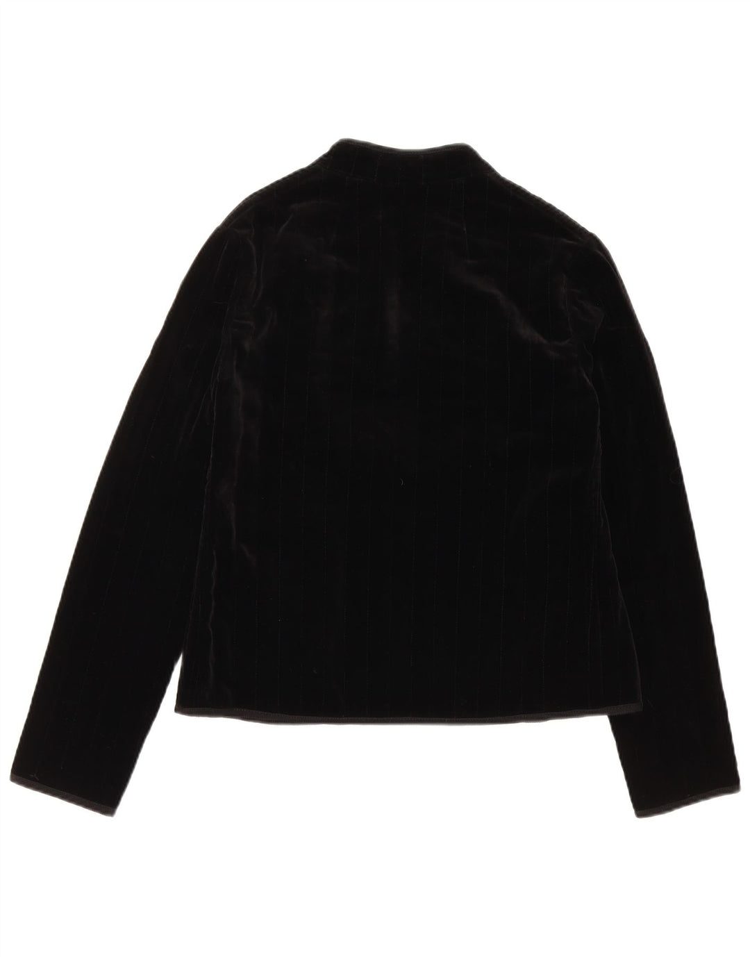 VINTAGE Chaqueta Blazer de Terciopelo Abierto para Mujer Reino Unido 12 Negro Medio