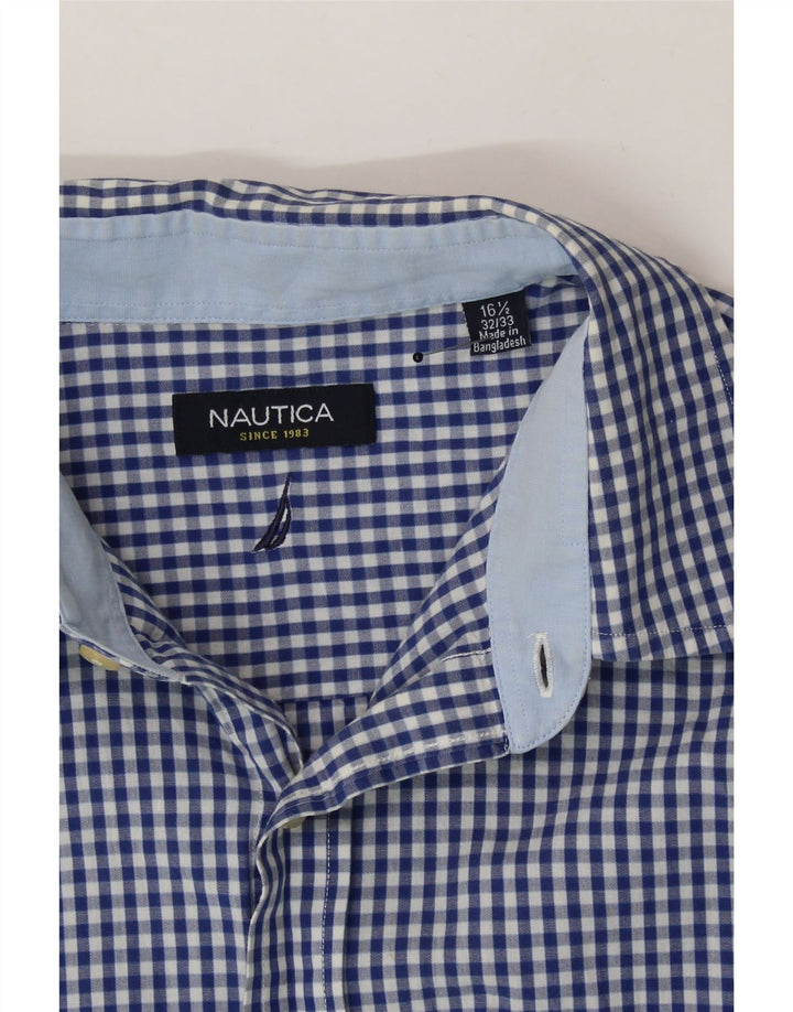NAUTICA Mens Shirt Size 16 1/2 Large Blue Gingham Cotton Vintage Nautica and Second-Hand Nautica from Messina Hembry 