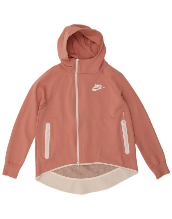 Nike Sudadera con capucha de gran tamaño con cremallera para mujer UK 10 Small Pink Cotton