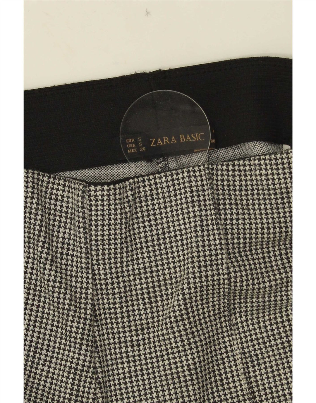 Zara Mujer Pantalones Casuales Con Estribo Pequeño W26 L26 Gris Pata De Gallo