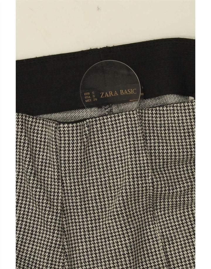 Zara Mujer Pantalones Casuales Con Estribo Pequeño W26 L26 Gris Pata De Gallo