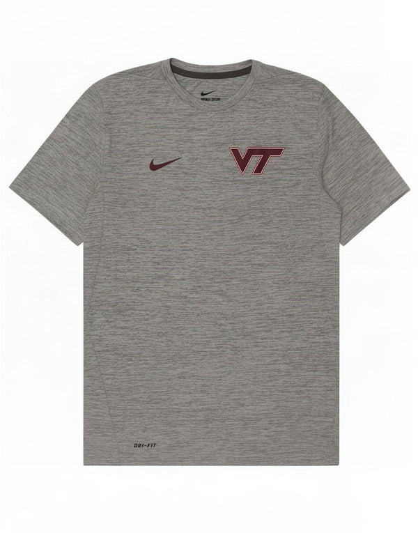 Nike Virginia Tech Hokies Camiseta para hombre, talla pequeña, poliéster moteado gris
