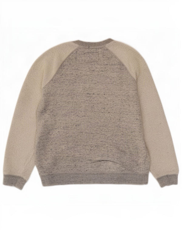 Superdry Mujer Sudadera Gráfica Jumper UK 40 Small Gris Colorblock