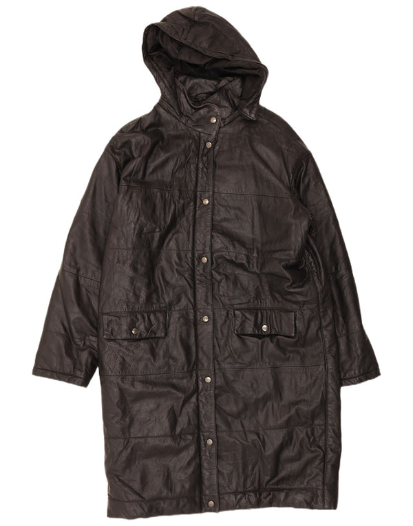 Orfatti Abrigo de piel con capucha para mujer IT 48 XL Negro