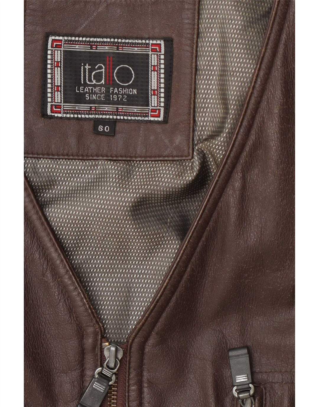 Itallo Chaleco utilitario de cuero para hombre IT 60 4XL Marrón