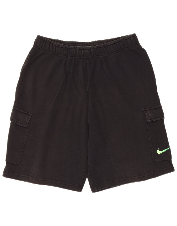 Nike Pantalones cortos deportivos de ajuste estándar para hombre, algodón negro mediano