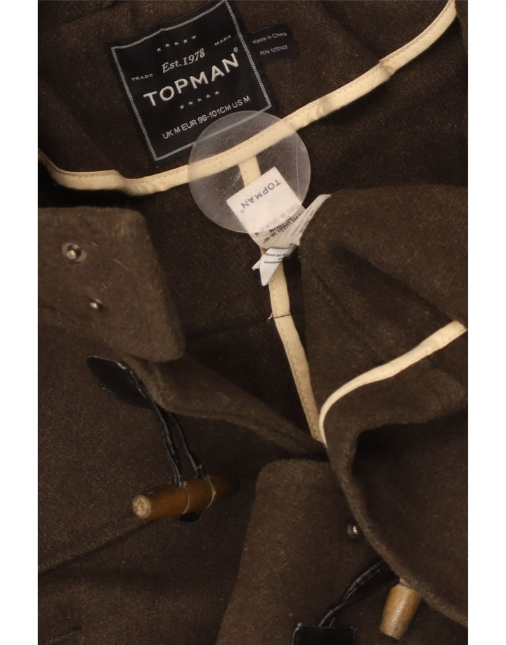 TOPMAN Trenca con capucha para hombre UK 38 Lana marrón medio