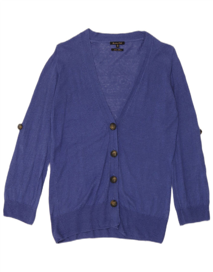 Massimo Dutti Cárdigan Mujer UK 12 Medium Azul Lino