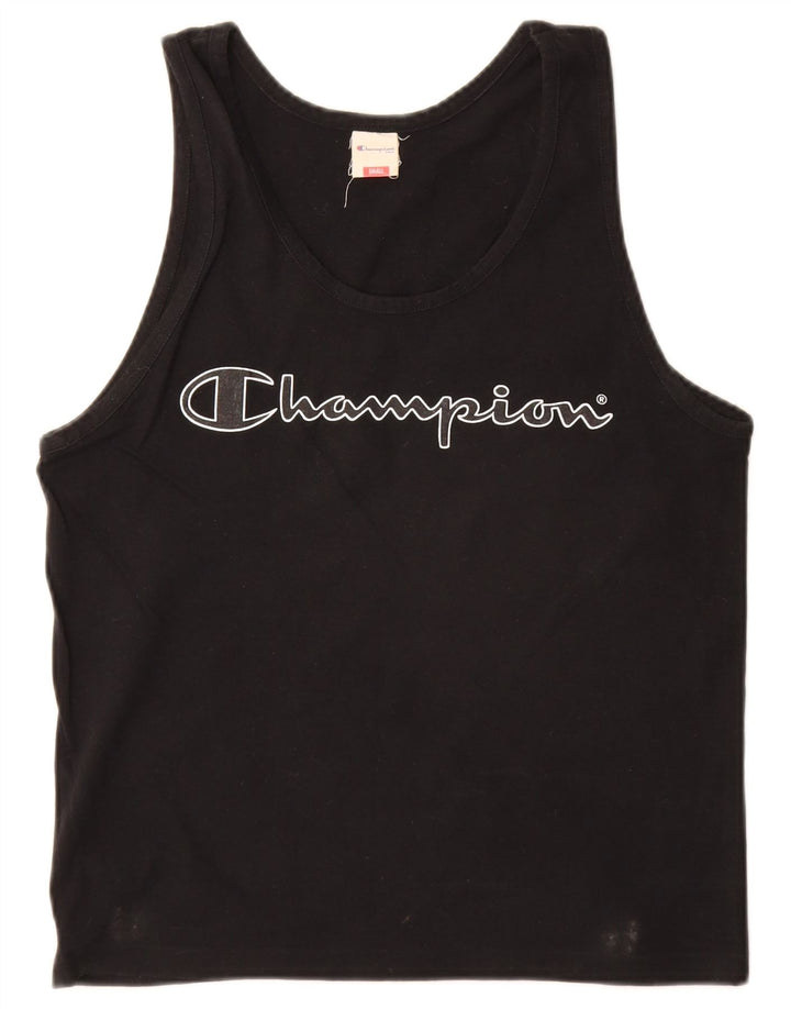 Champion Mujer Gráfico Chaleco Top UK 10 Small Negro