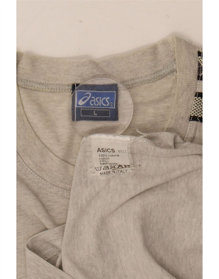 Asics - Camiseta gráfica para hombre, talla grande, algodón gris