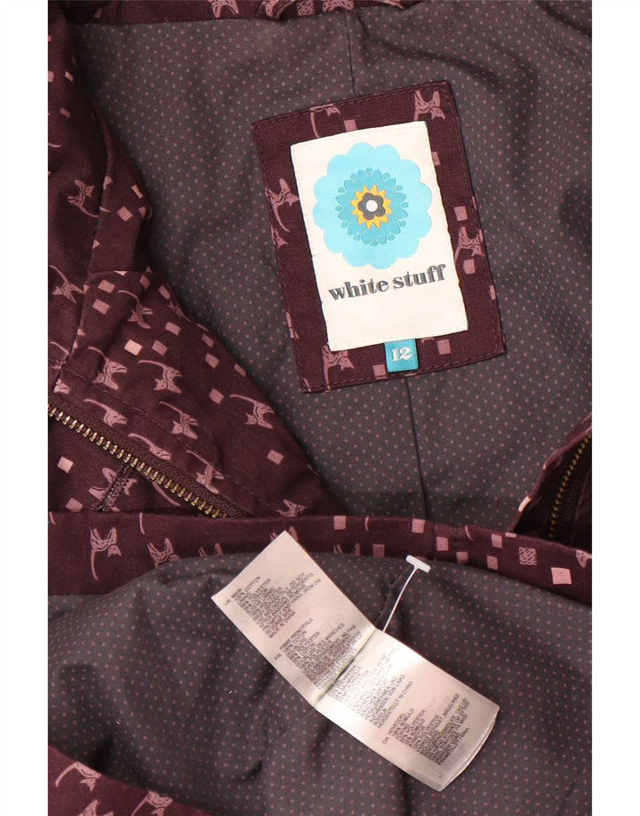 Chubasquero con estampado abstracto para mujer de White Stuff, talla 48, talla mediana, color burdeos