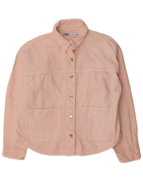 Zara Mujer Chaqueta Vaquera Extragrande UK 10 Small Algodón Rosa