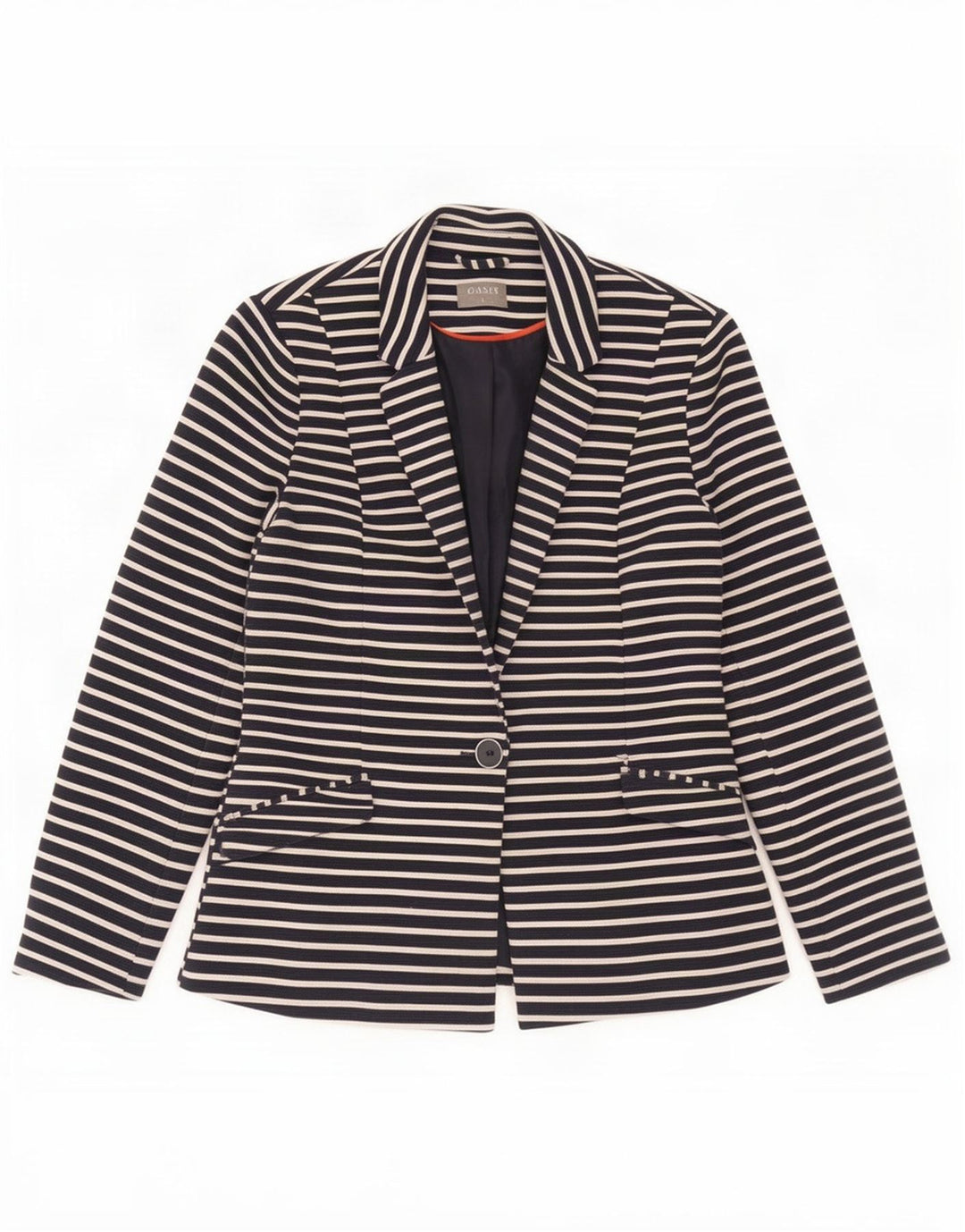 Chaqueta tipo blazer de 1 botón para mujer Oasis UK 8 Small Azul marino Poliéster a rayas