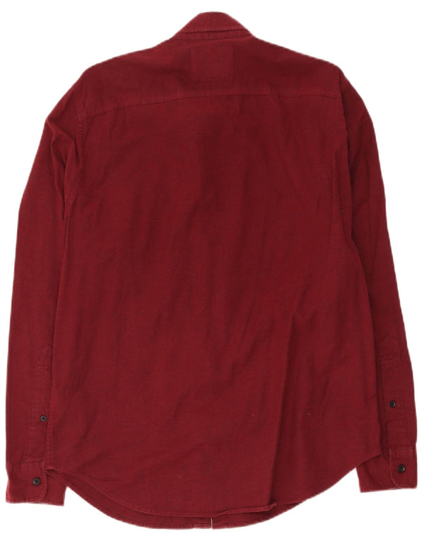 Camisa Hollister Hombre Algodón Burdeos Medio