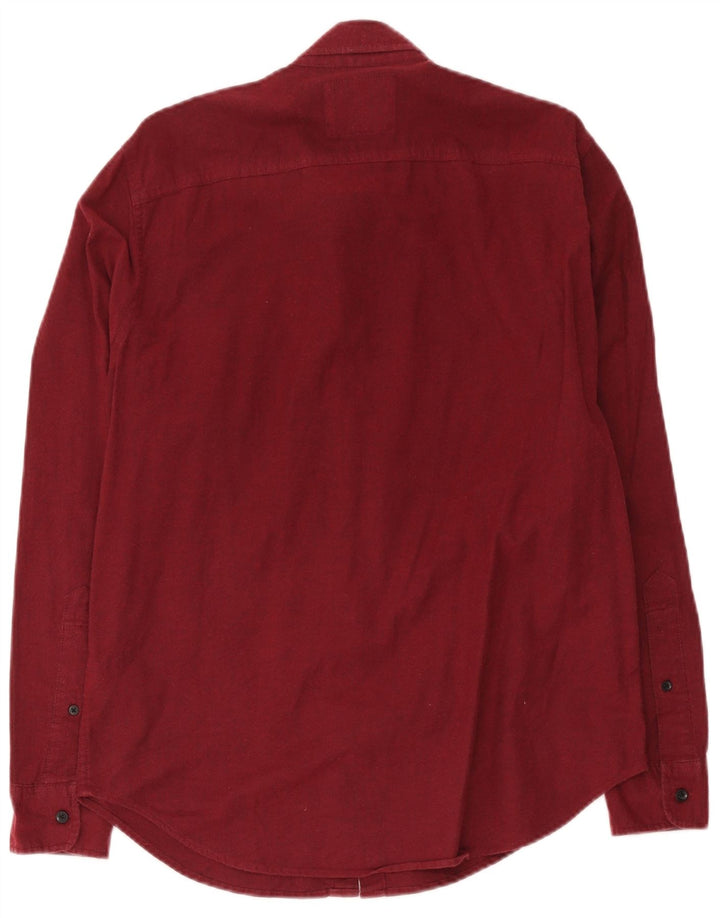 Camisa Hollister Hombre Algodón Burdeos Medio