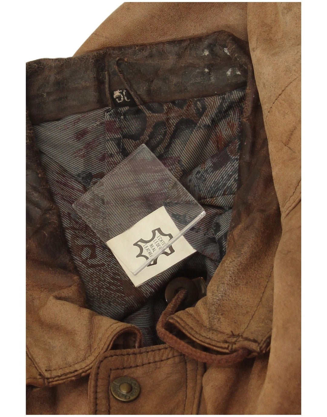 Vintage hombres cuero Gilet IT 50 cuero marrón grande