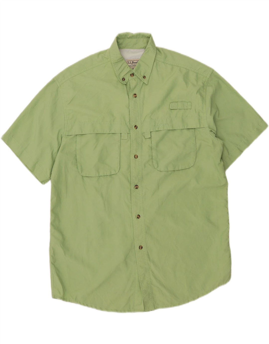 L.L.BEAN Camisa Manga Corta Hombre Nylon Verde Medio