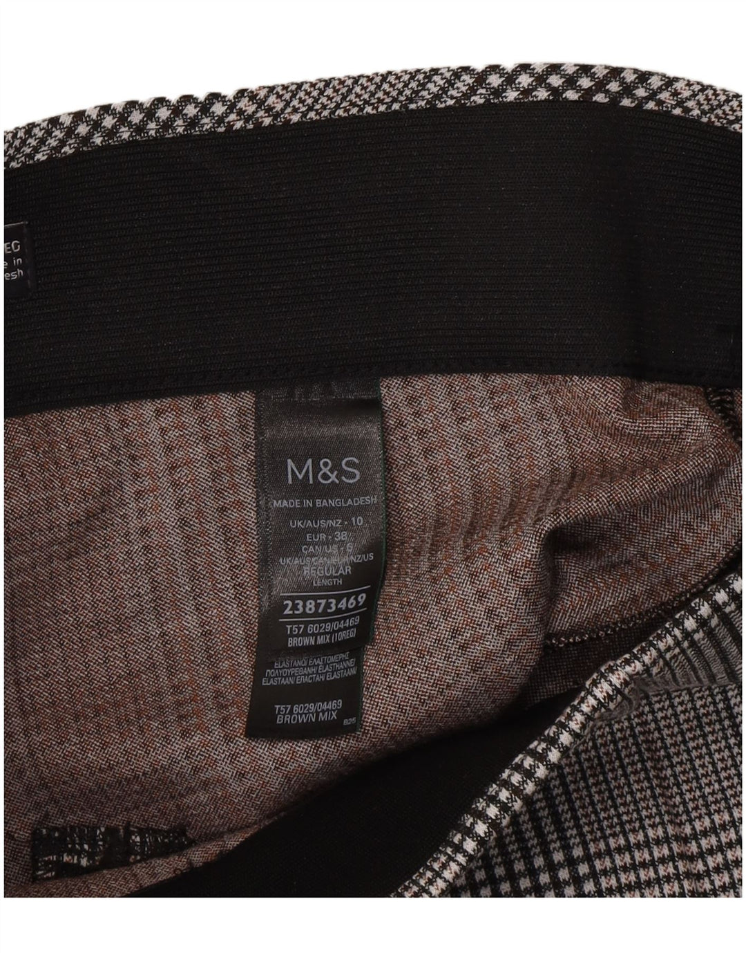 Marks & Spencer Leggings para mujer Reino Unido 10 Pequeño Gris Pata de gallo Poliéster