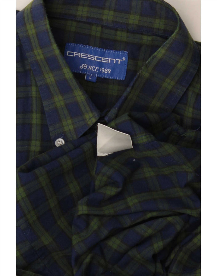 Vintage camisa para hombre grande azul marino cheque