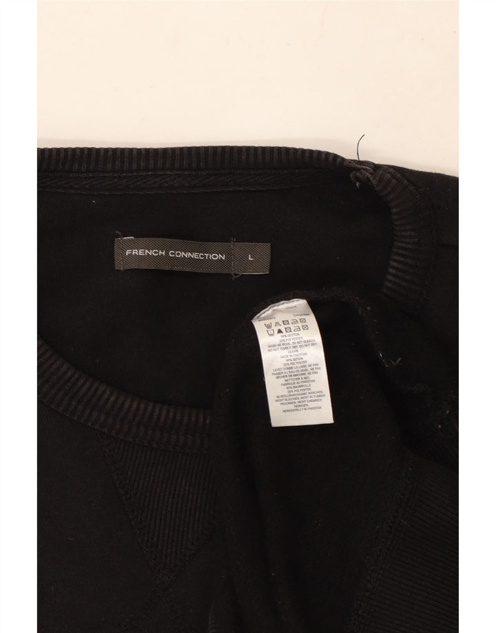 FRENCH CONNECTION Sudadera con capucha para hombre, jersey, talla grande, algodón negro