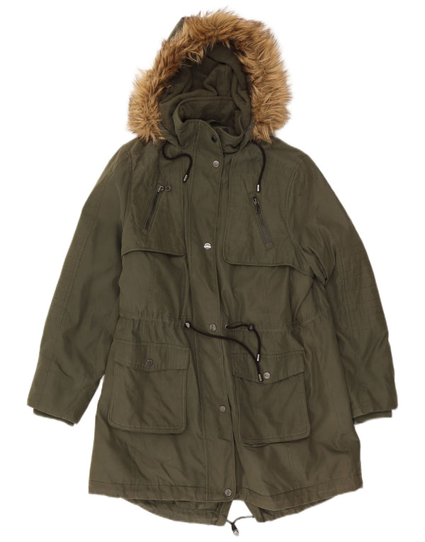 Marks & Spencer Chaqueta Parka con Capucha para Mujer UK 46 Grande Poliéster Caqui