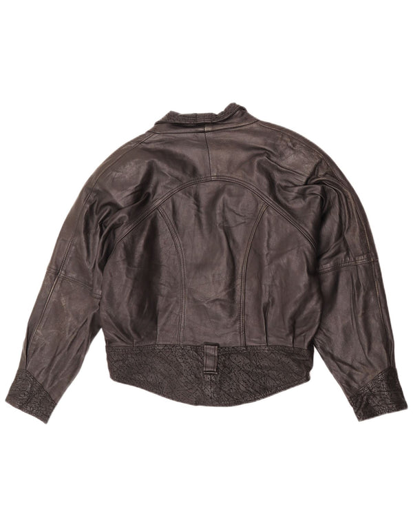Lee Chaqueta de cuero extragrande para mujer UK 10 Small Black Leather
