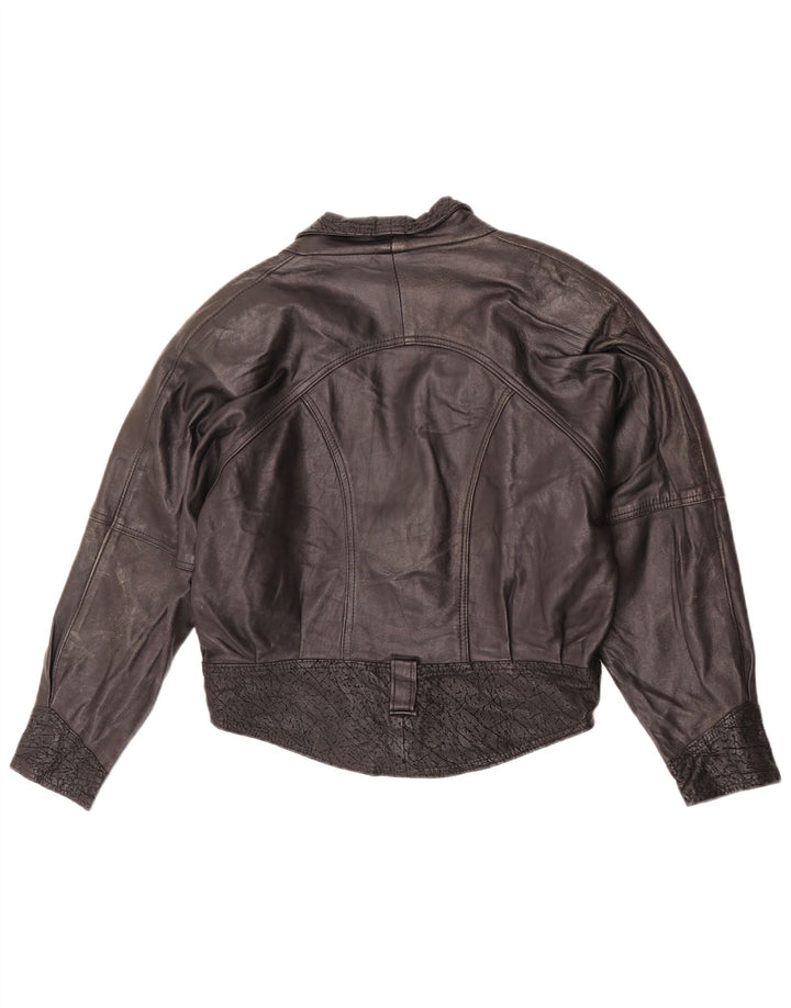 Lee Chaqueta de cuero extragrande para mujer UK 10 Small Black Leather