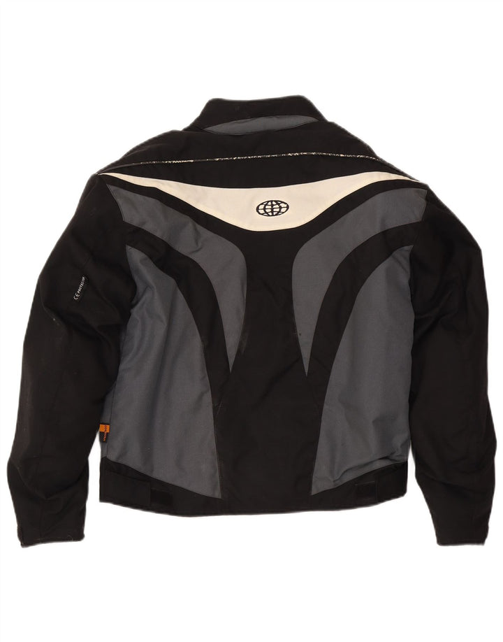 Vintage Mens Racer Chaqueta Reino Unido 36 Pequeño Negro Colorblock Poliamida