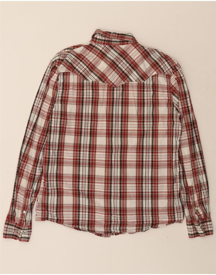 WRANGLER Camisa de corte regular para hombre de algodón a cuadros rojos medianos