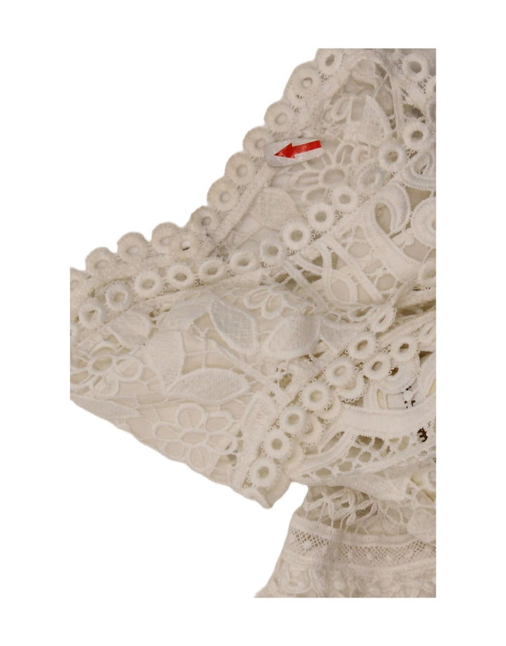 Guess Vestido escalonado de encaje sin mangas para mujer UK 42 Poliéster blanco mediano