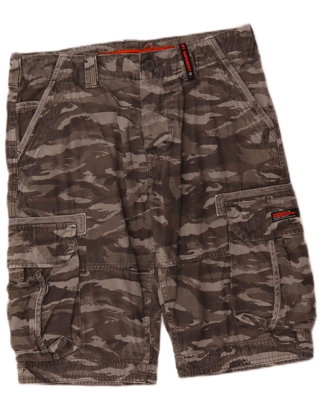 SUPERDRY Shorts cargo para hombre W31 Medium Khaki Camuflaje Algodón