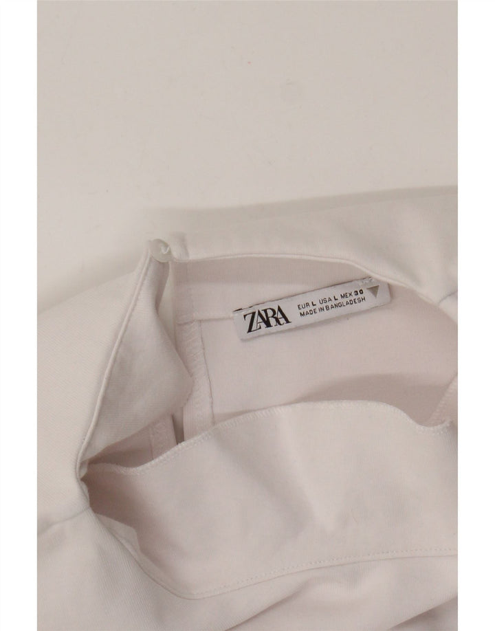 Zara Blusa Corta Sin Mangas para Mujer UK 44 Grande Blanco