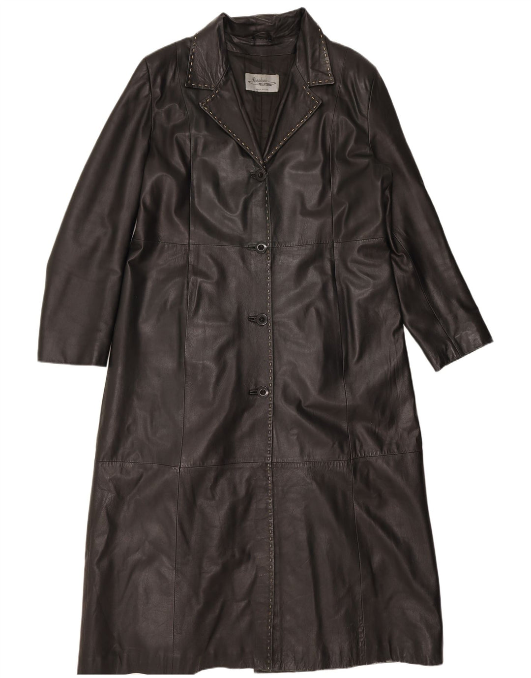 Vintage mujer cuero abrigo Reino Unido 18 XL cuero negro