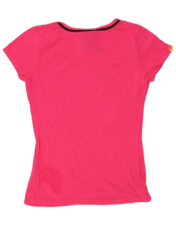 Superdry Camiseta gráfica para mujer Top UK 10 Small Pink Cotton