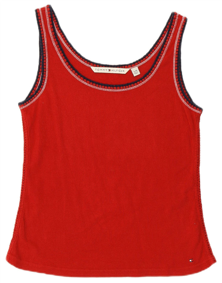 TOMMY HILFIGER Camiseta sin mangas para mujer UK 40 Grande Algodón rojo