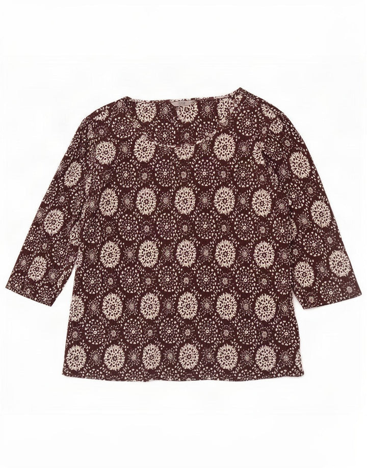 Marks & Spencer Top con estampado abstracto para mujer, manga 3/4, UK 20, 2XL, marrón