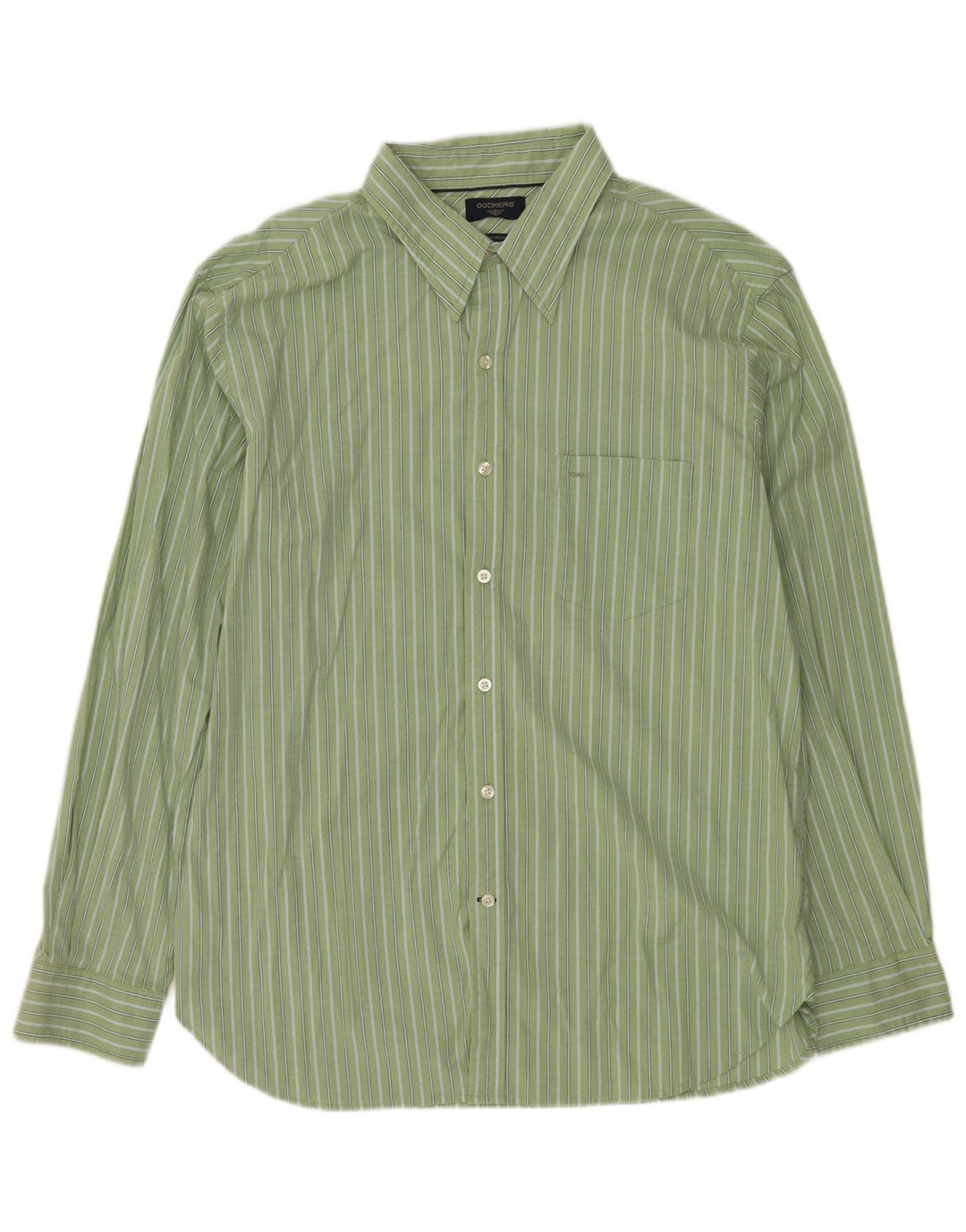 DOCKERS Camisa Hombre XL Algodón Rayas Verdes
