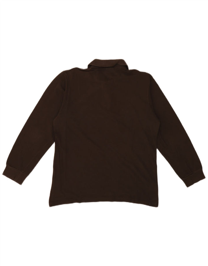 Lacoste Polo de manga larga para hombre talla 4 algodón marrón medio