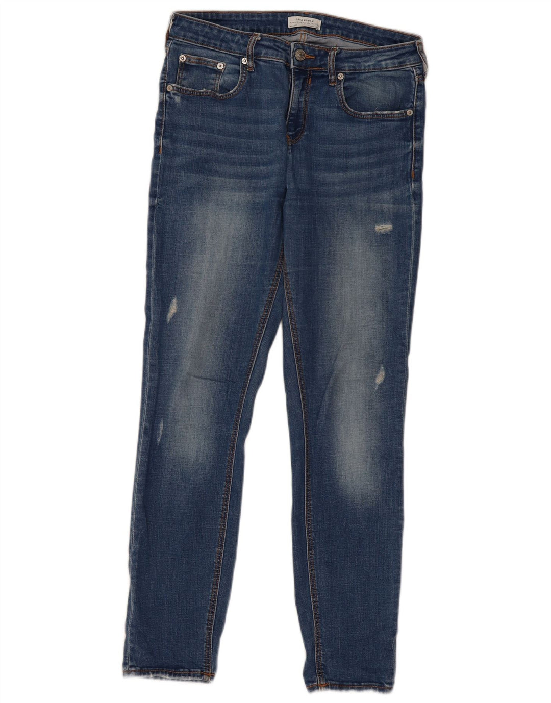 ZARA Vaqueros ajustados desgastados para mujer EU 38 Small W28 L28 Azul