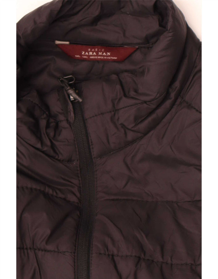 Zara Mens Chaleco Acolchado Reino Unido 40 Grande Negro
