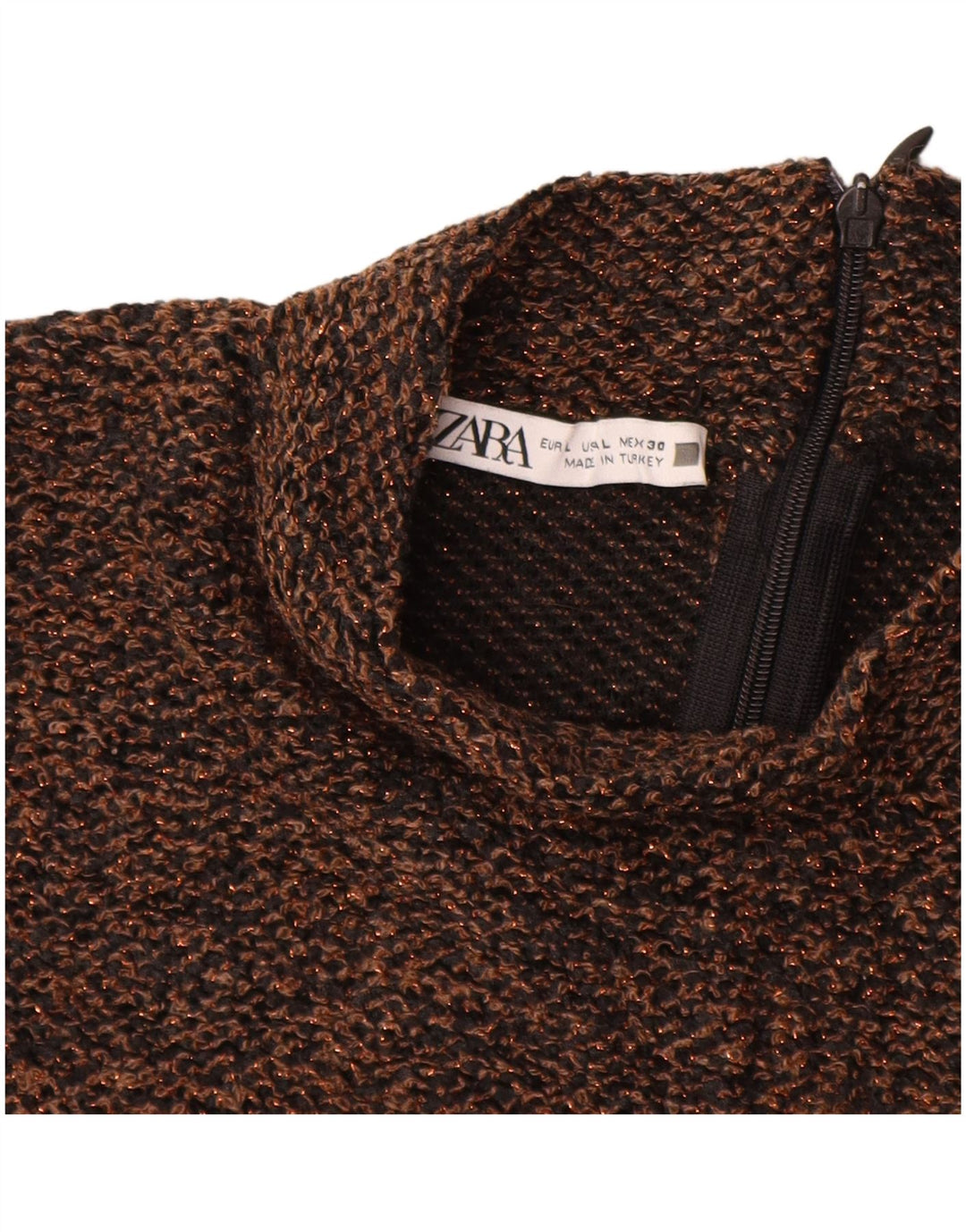 ZARA Blusa Mujer Top UK 44 Grande Poliéster Marrón