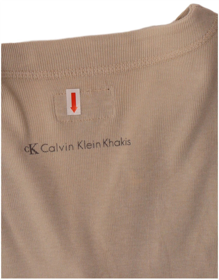 Calvin Klein Blusa corta para mujer Reino Unido 14 Grande Algodón beige
