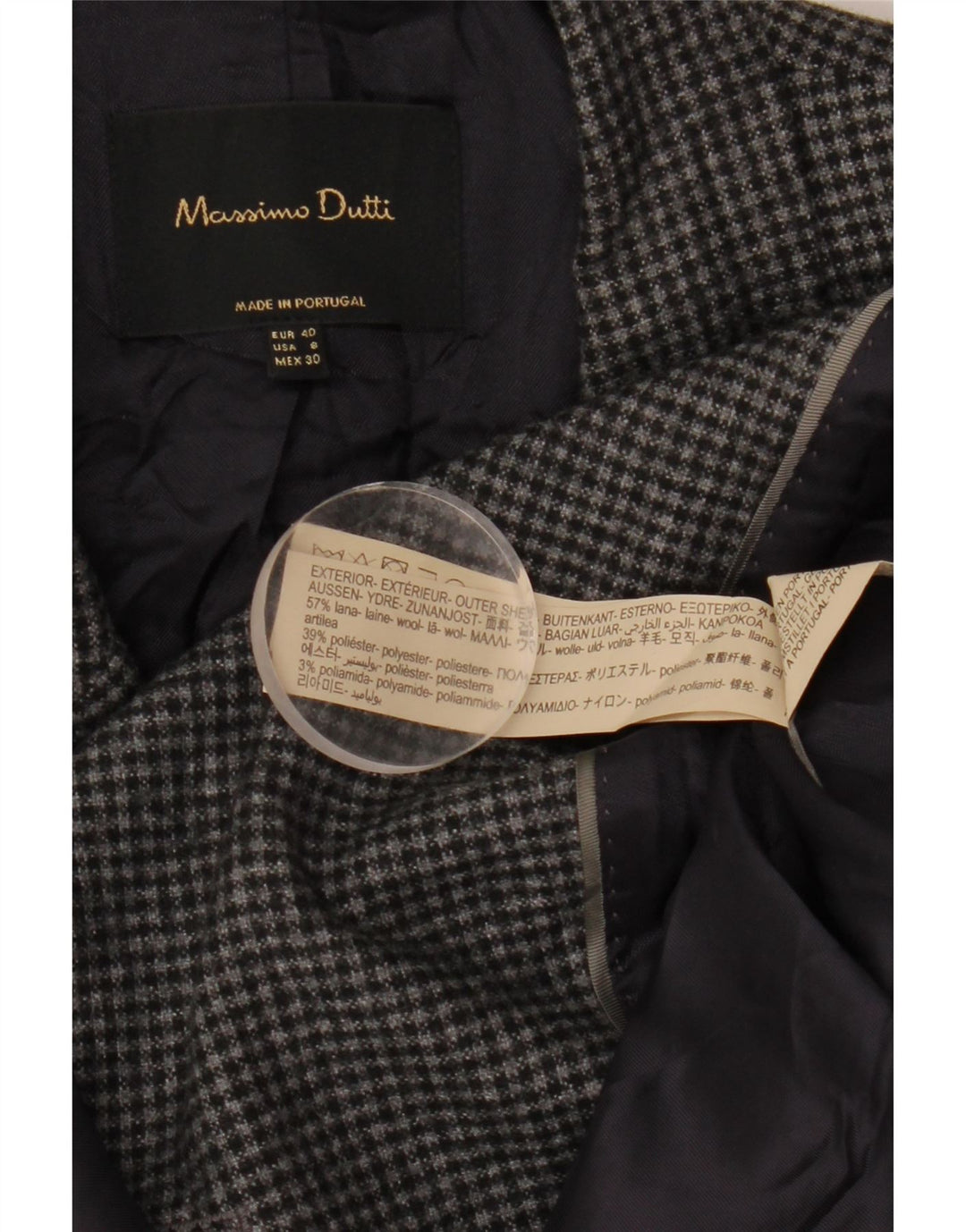 Chaqueta Blazer Mujer Massimo Dutti EU 40 Gris Medio Pata De Gallo