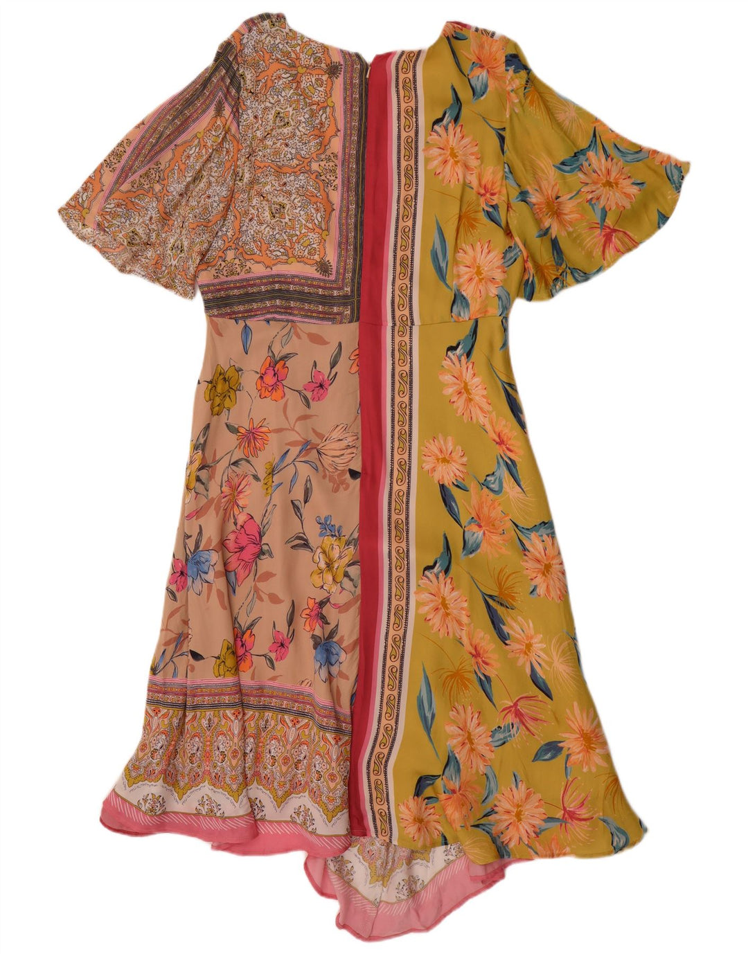 MONSOON Vestido asimétrico para mujer UK 44 Grande Patchwork multicolor