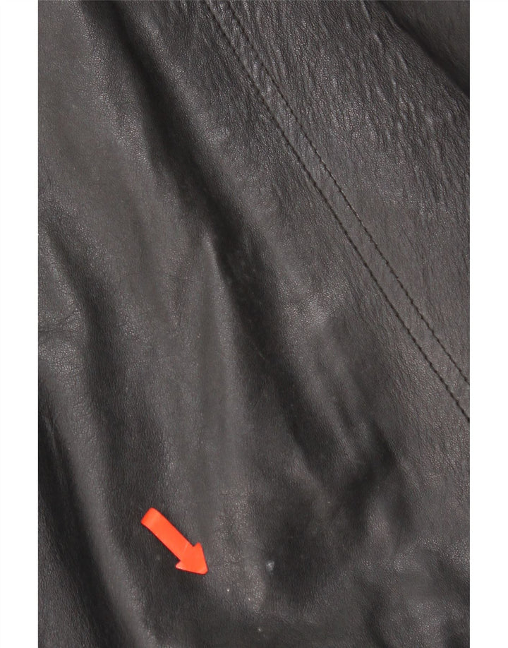 Vintage mujer chaqueta de cuero Reino Unido 16 cuero negro grande