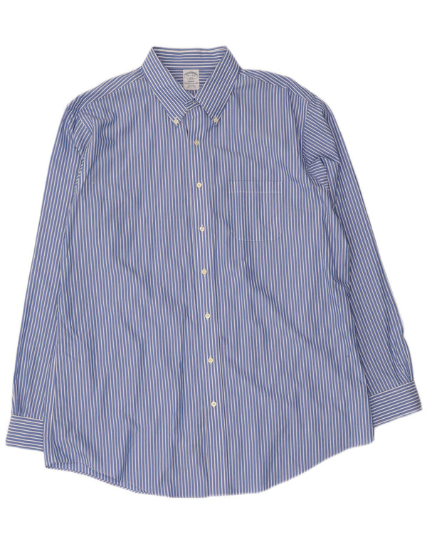 Brooks Brothers Camisa Regent para hombre talla 17 1/2 XL Algodón a rayas azules
