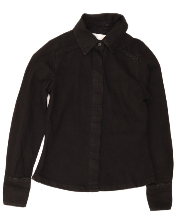 Zara Mujer Camisa Vaquera UK 6 XS Algodón Negro